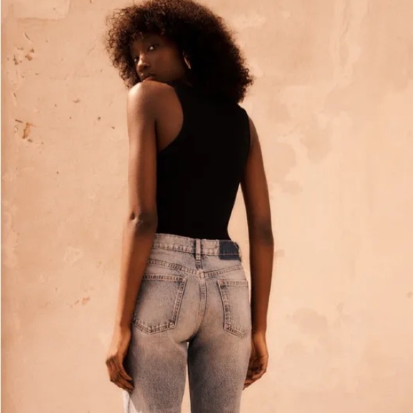 NWT. Zara Black Viscose Blend Knitwear Sleeveless Bodysuit. Size S. - Picture 4 of 9